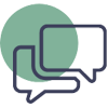 icon of two overlapping speech bubbles