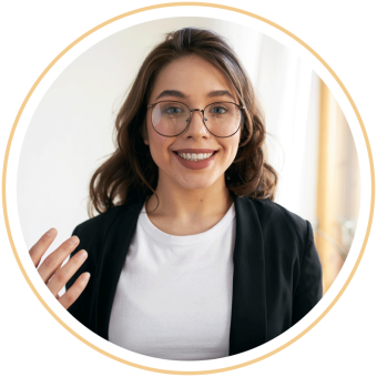 smiling young woman with glasses